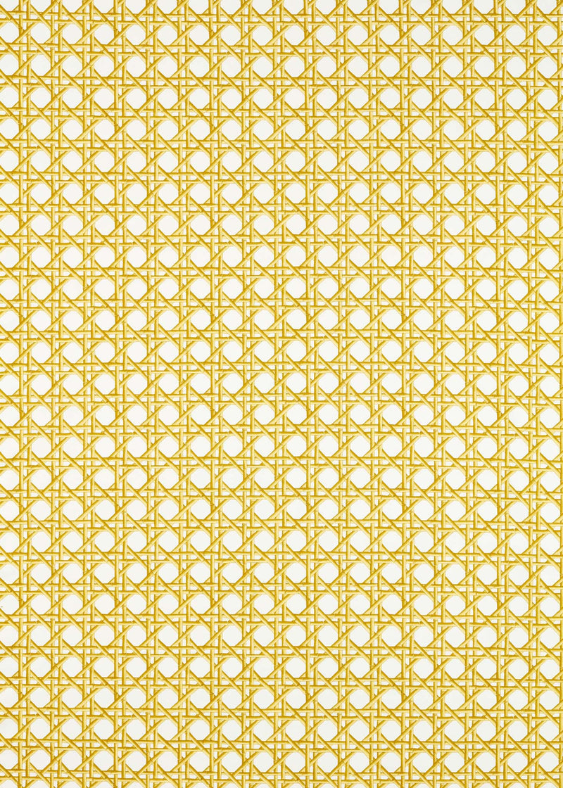 yellow geometric fabric featuring chinoiserie trellis design